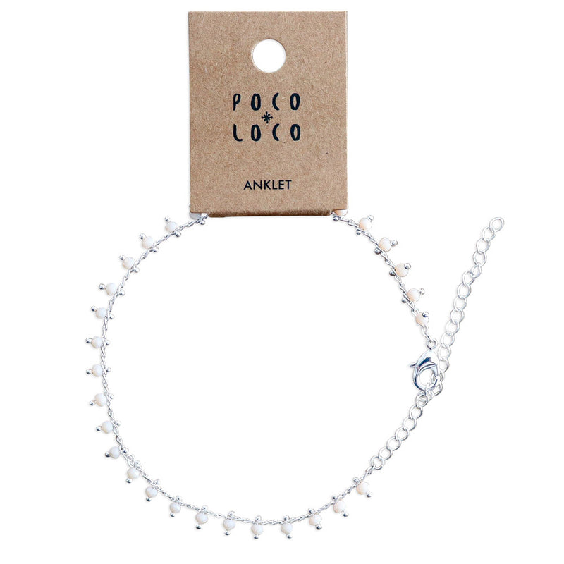 Peach and Silver anklet