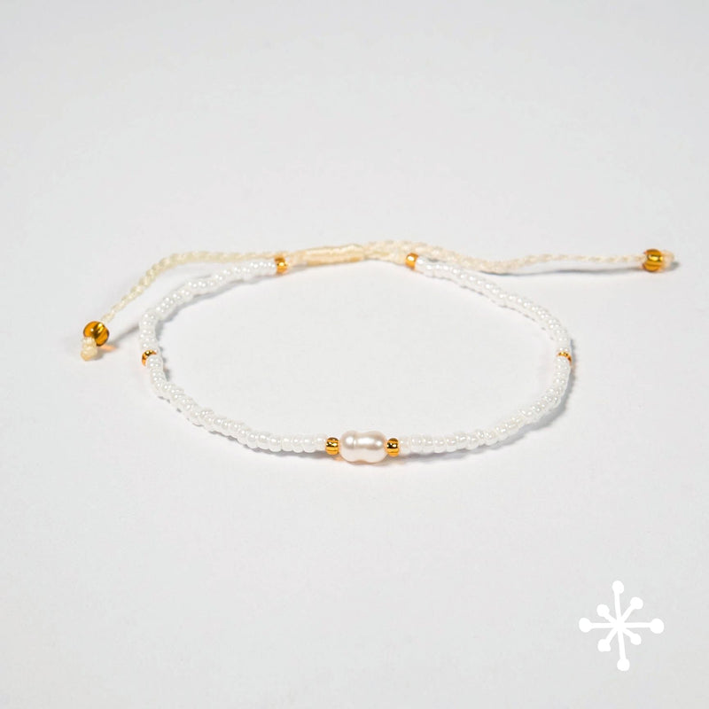 Single Pearl Anklet with Seed Beads