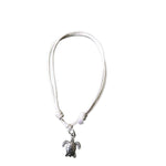 Silver Turtle Anklet with Cream cord